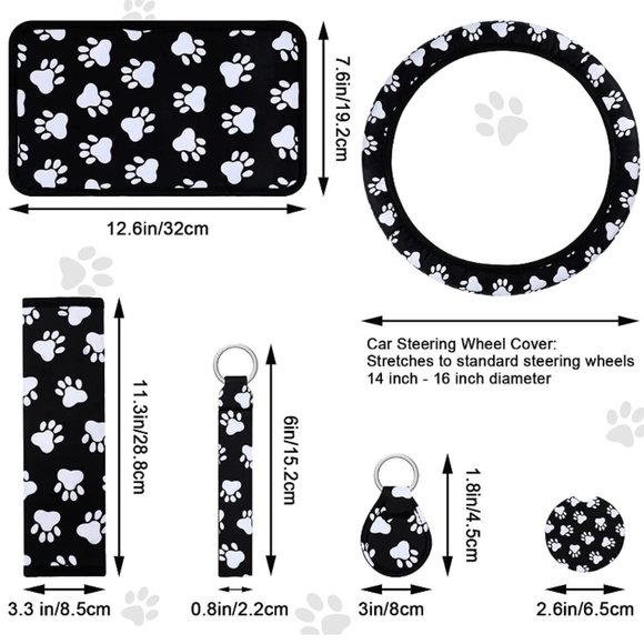 ***10Pc Paw Print Full Interior Car Accessories Set - Picture 6 of 6